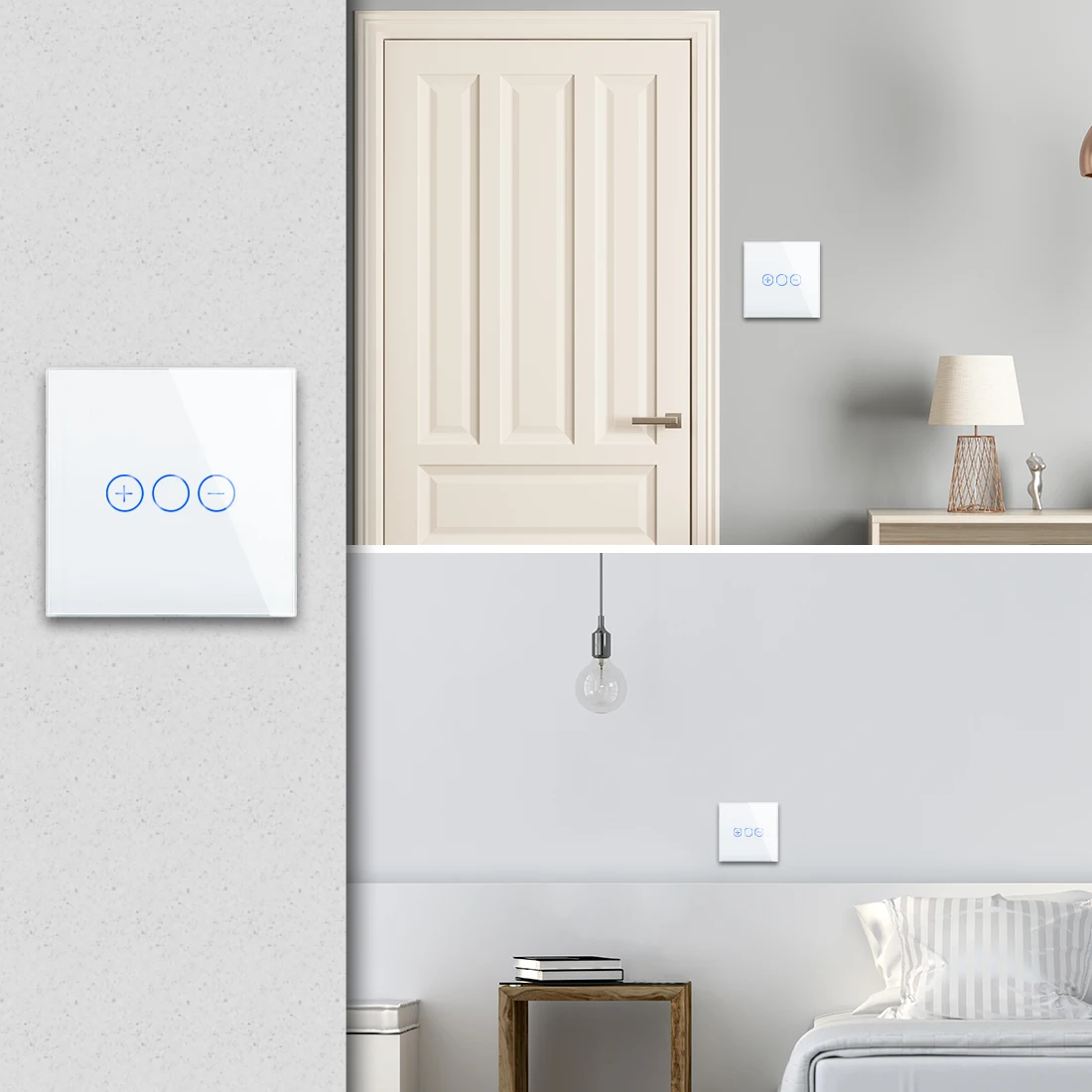Bingoelec Zigbee 1Gang Tuya Google Alexa Smart Wall  Touch  Glass Touch Panel Dimmer Light  Switch for Led