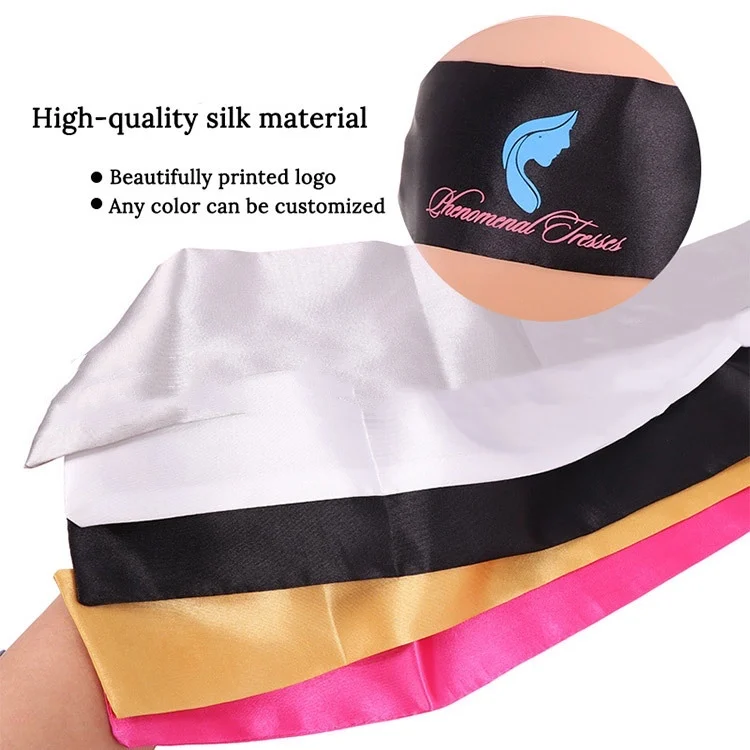 Аксессуары для волос женские атласные шарфы с накладными краями шелковые и