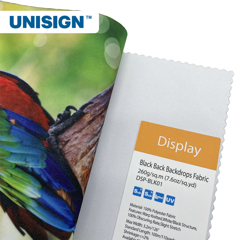 Max 5m Width Dye Sublimation Nfpa701 Standard Black Backed Fabric For