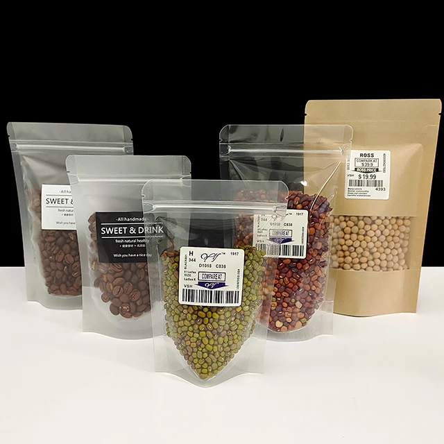 In Stock PET Clear Transparent Zip Lock Stand up Pouch Plastic Food Spice Packaging Bags with Zipper