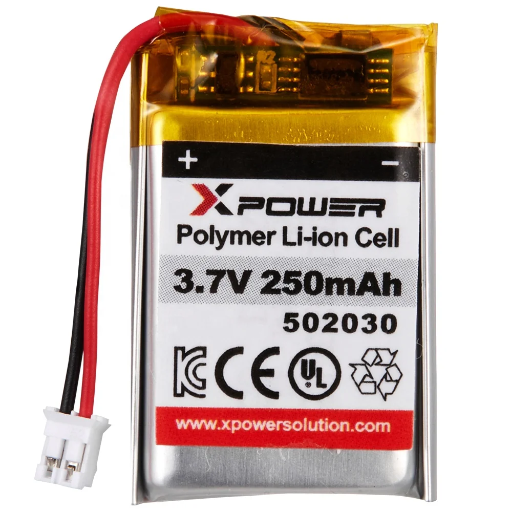 Kc Approved 3.7v 250mah Lithium Polymer Battery 502030 Lithium Battery For Smallest Long Term Eeg Recorder