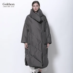 Women's Waterproof Winter Duck Down Jacket with Puffer Effect Big Collar Long Winter Coat Outdoor-Friendly