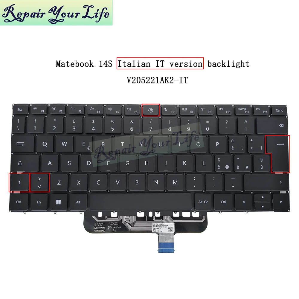 IT Italian Laptop Keyboard for Huawei Matebook 14s/13s