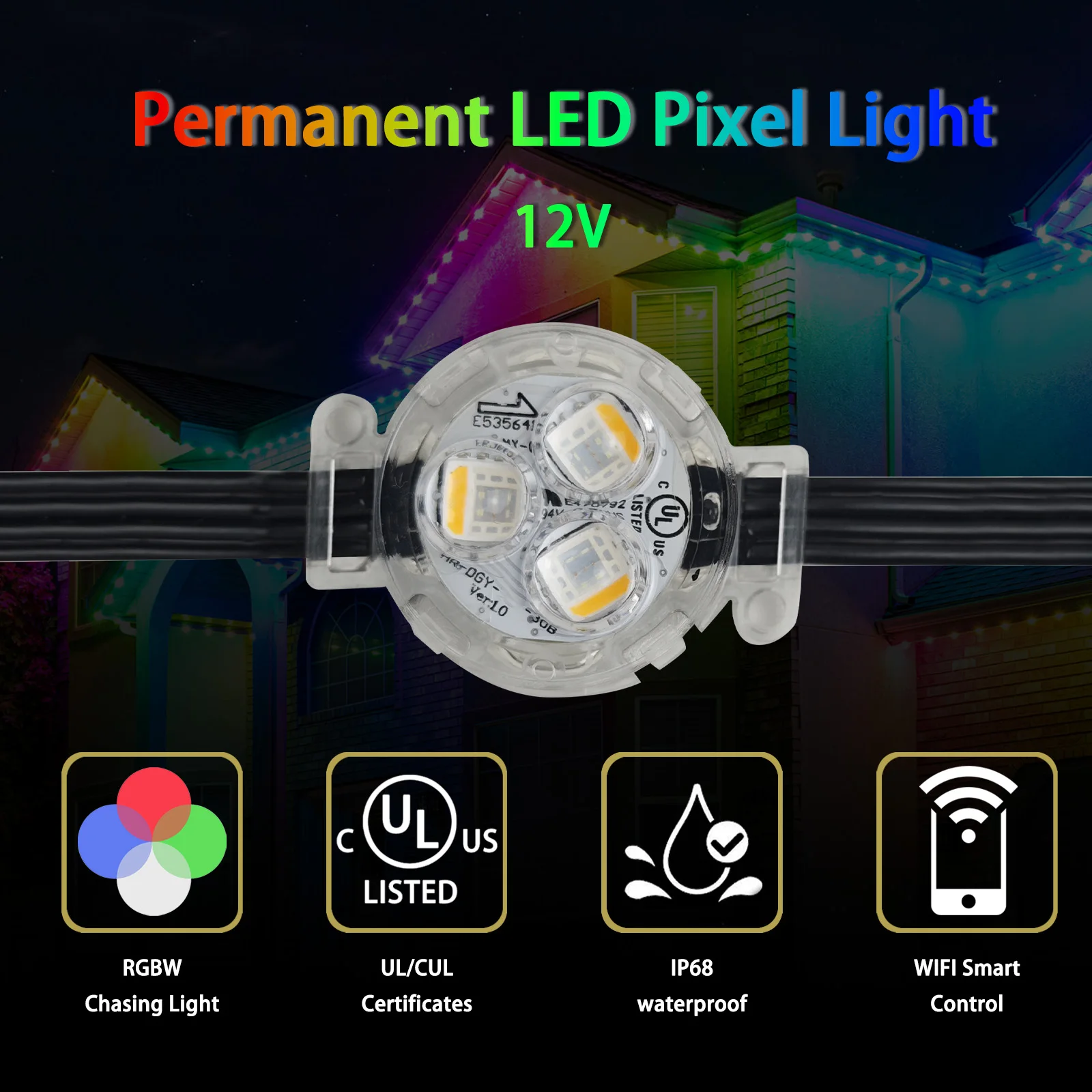 HRSYT Outdoor Landscape LED Pixel Point Lights UCS2094 12V RGBW Aluminum Track Light IP68 Rating