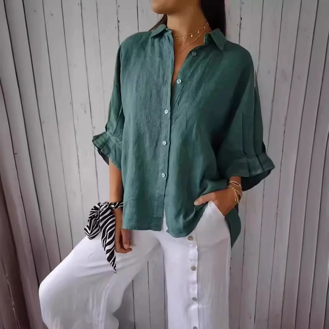 chinese dress ladies Linen Dress CW001 with pockets in NATURAL MELANGE main image 0