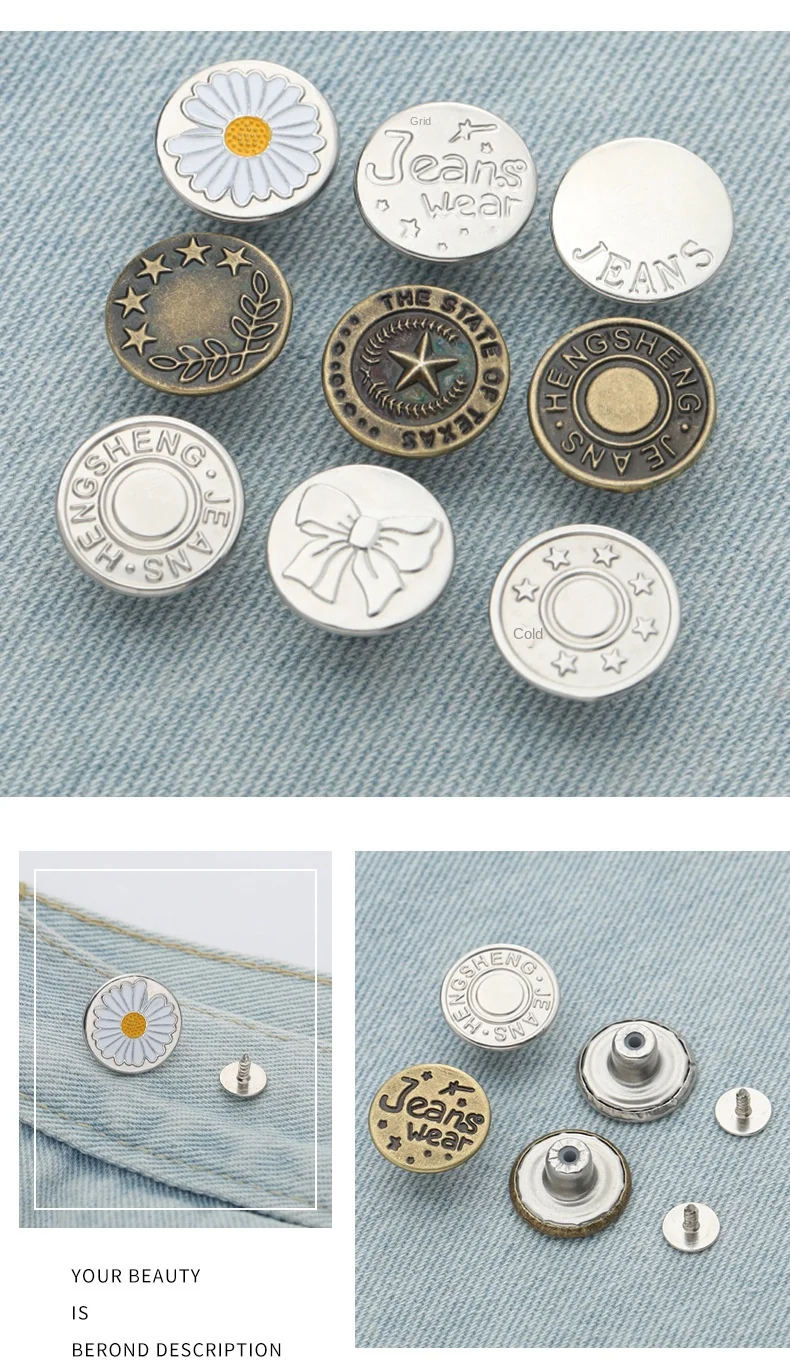 Custom Button Embossed Snap Button Zink Alloy Metal Gold