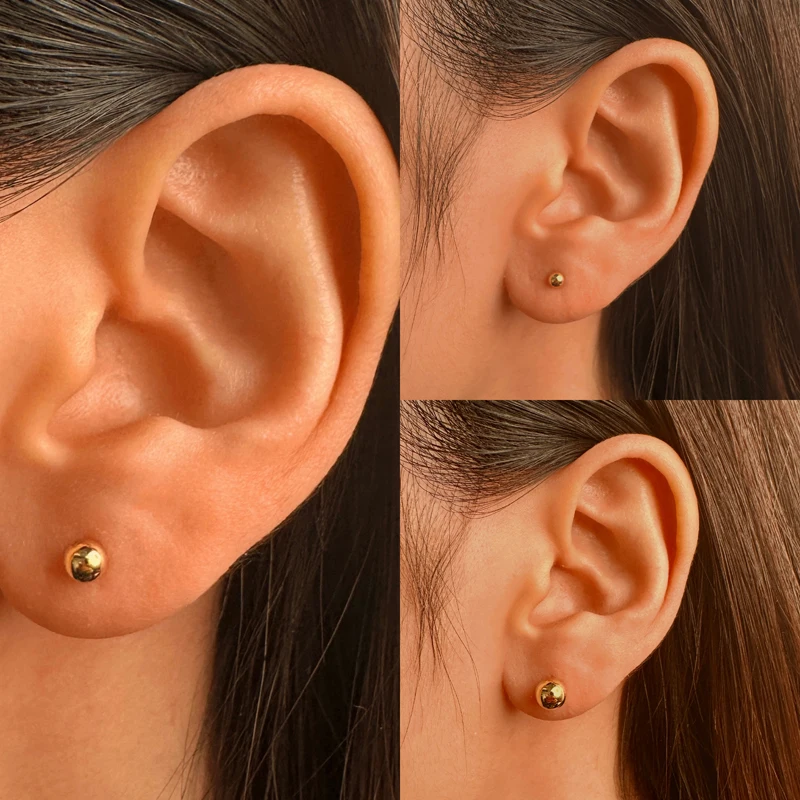 Vershal A747 New Arrival 18k Gold Plated Minimalist Metal Beads Stud