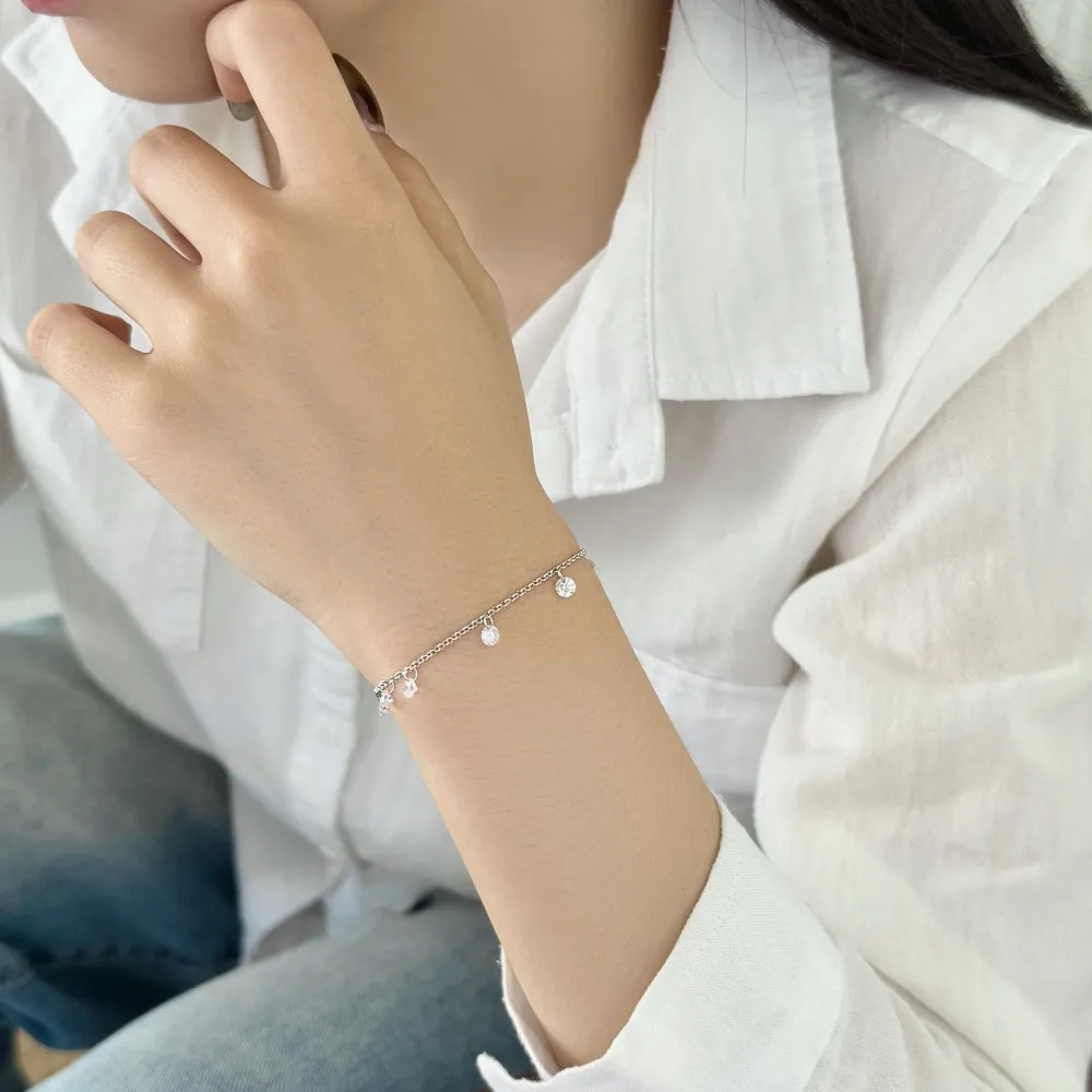 KAKODIY Charm Exquisite 925 Sterling Silver Oxidation Resistant Multiple 5A Cubic Zirconia Imitation Cubic Zirconia Pendant Chain Bracelet detail 6