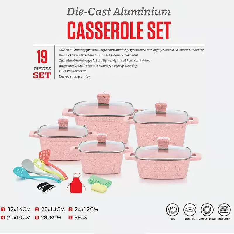 10pcs Die Cast Aluminum Pot Non Stick Casserole Set