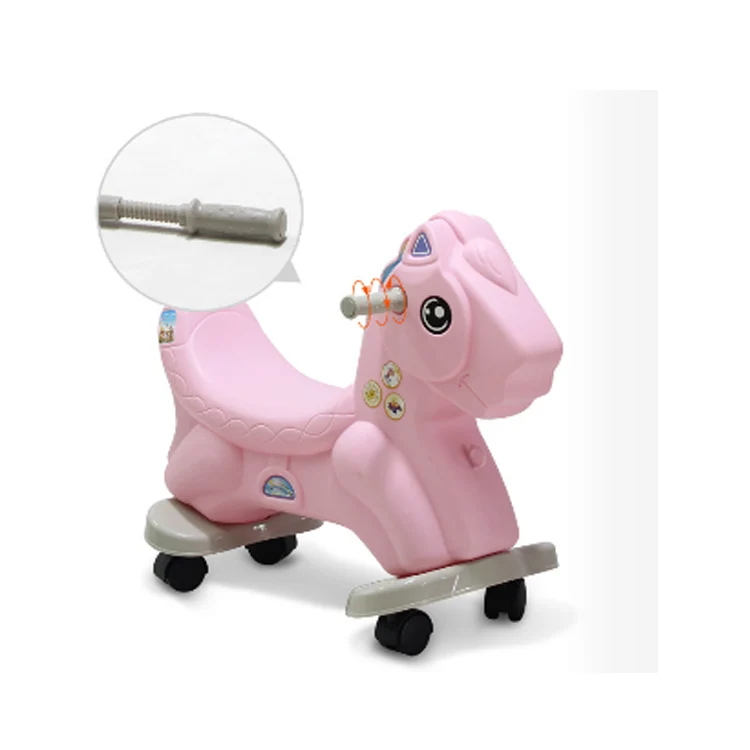 Plush outdoor slide animal kids toy baby chair plastic rocking horse with wheels for children