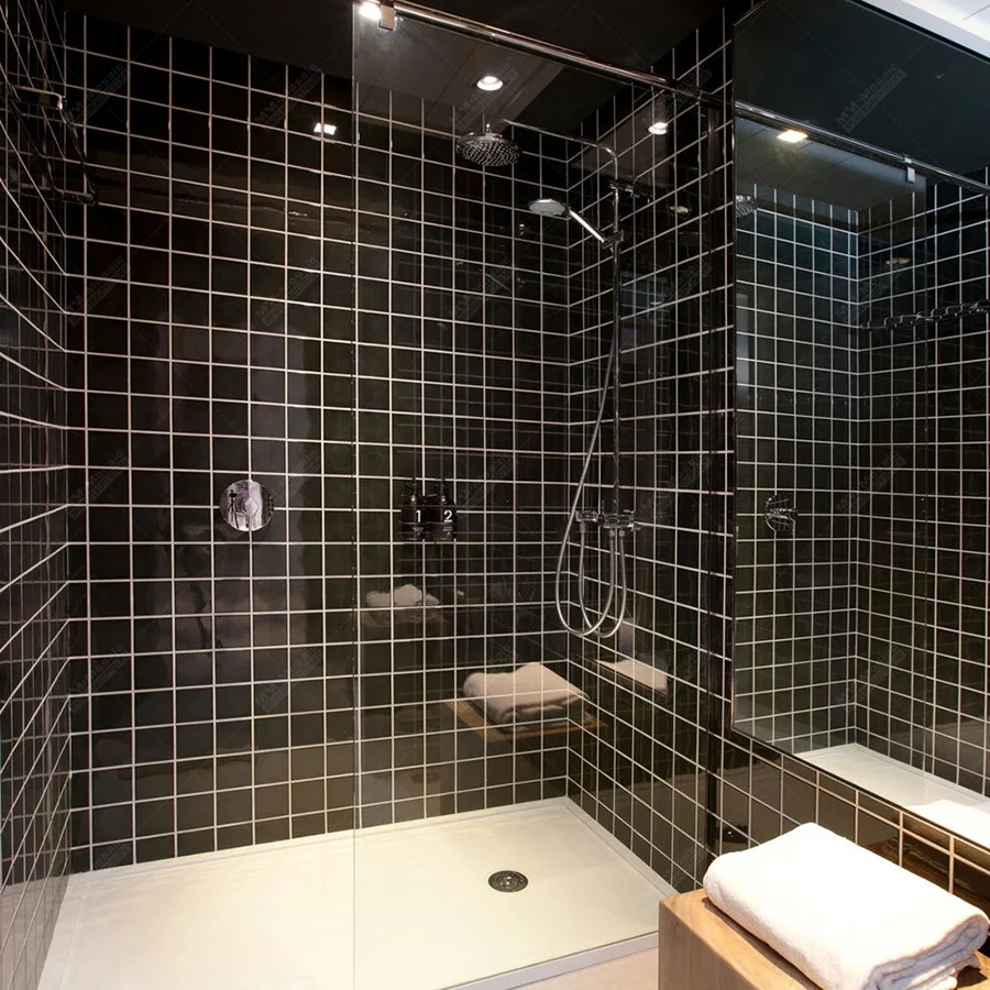 モザイクタイル　ブラック モザイクタイルシート4 × 4セラミックシャワー浴室壁バック
