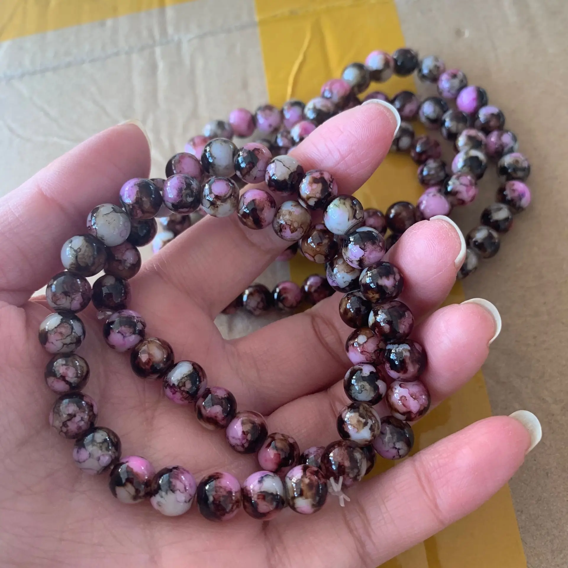 10mm Men Women Large glass Semi-precious Stone beaded bracelets Custom DIY glass bracelets can add charm for jewelry making