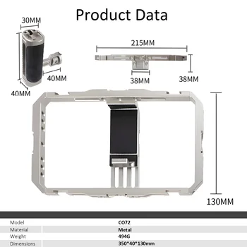 Universal Aluminum Phone Cage 64-91mm Video Rig with Cold Shoe Mounts detail image