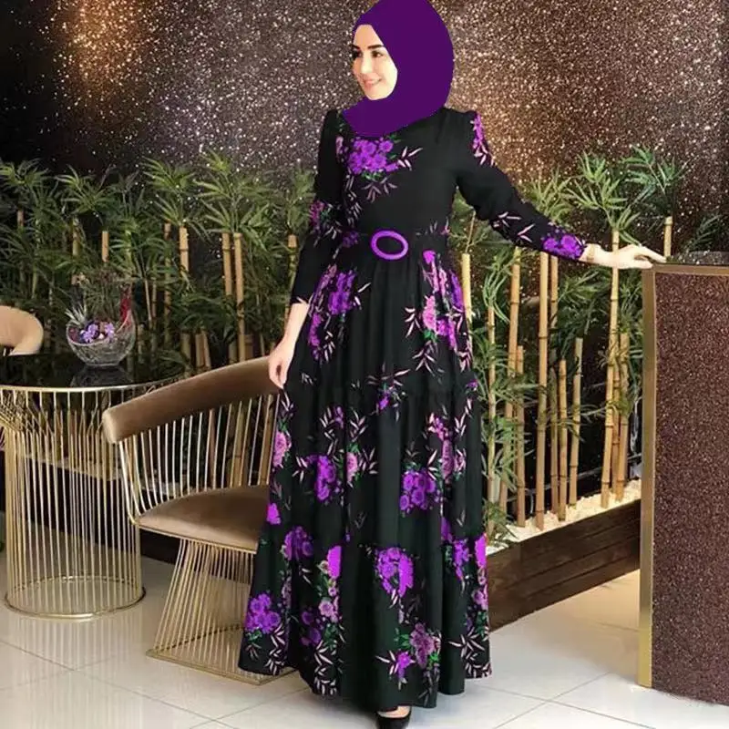 Source Pakistani Designer Clothes Modern Elegant Printed Islamic Clothing  Beautiful Ladies Big Bottom Long Sleeve Muslim Abaya Dress on m.