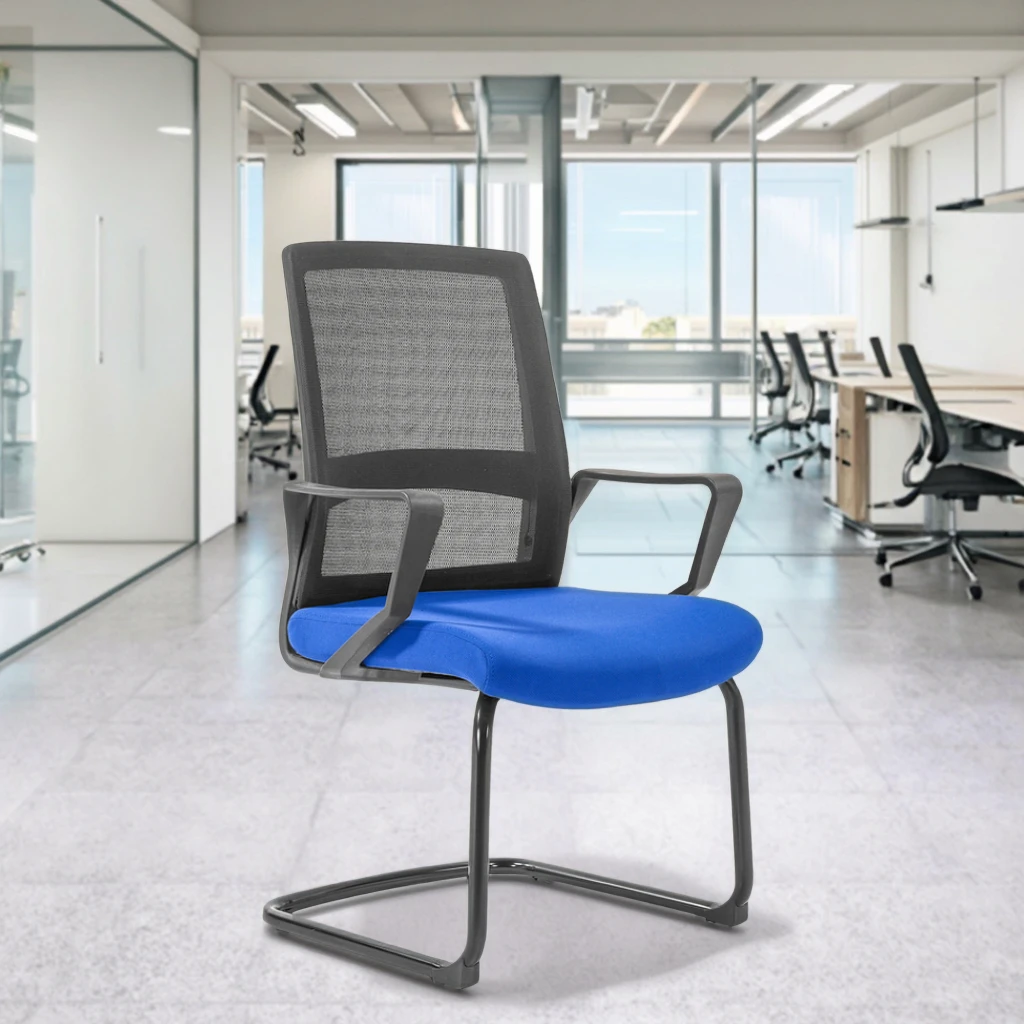ZHONG BAI Modern Ergonomic Stackable Office Chair with PU Material Contoured Back Support Padded Seat Adjustable Height 5