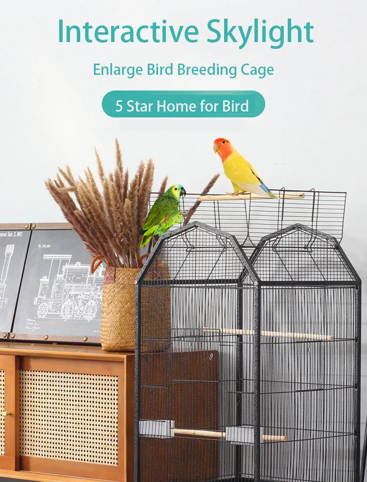 Outdoor Welded Mesh Parrot/Birds Aviary House Black Powder Coated Big Aviary Cage For Sale