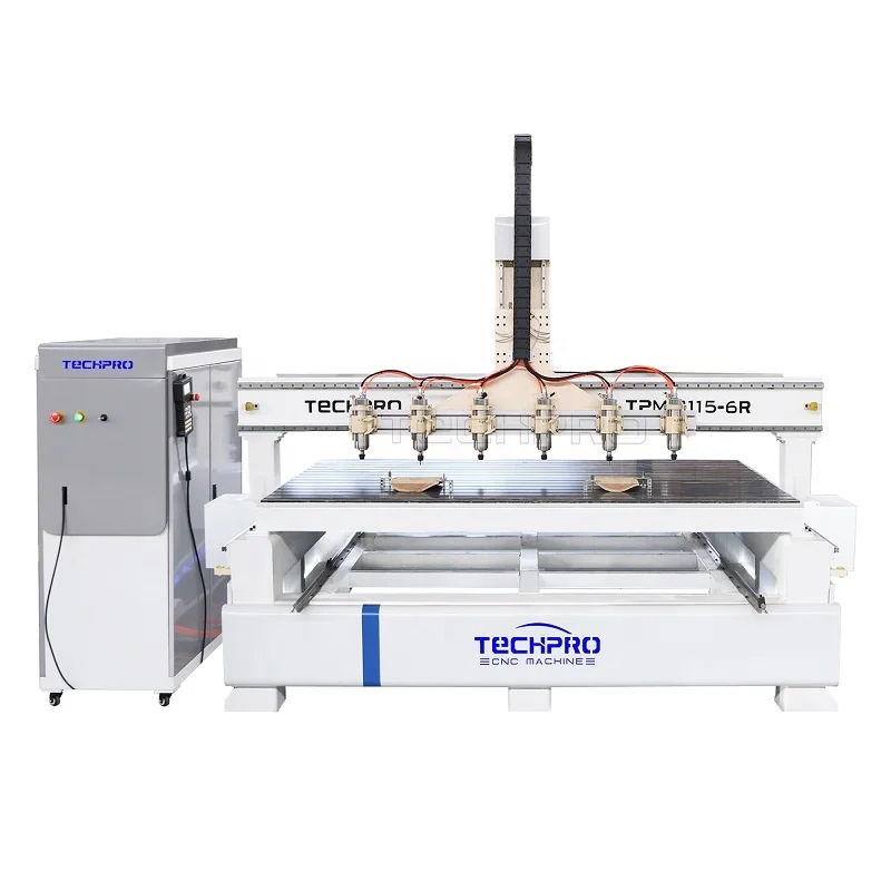 Fast Speed 3D Multi Heads CNC Router Engraving Machine 3D Sculpting CNC 4 Axis 6 Spindles CNC Router