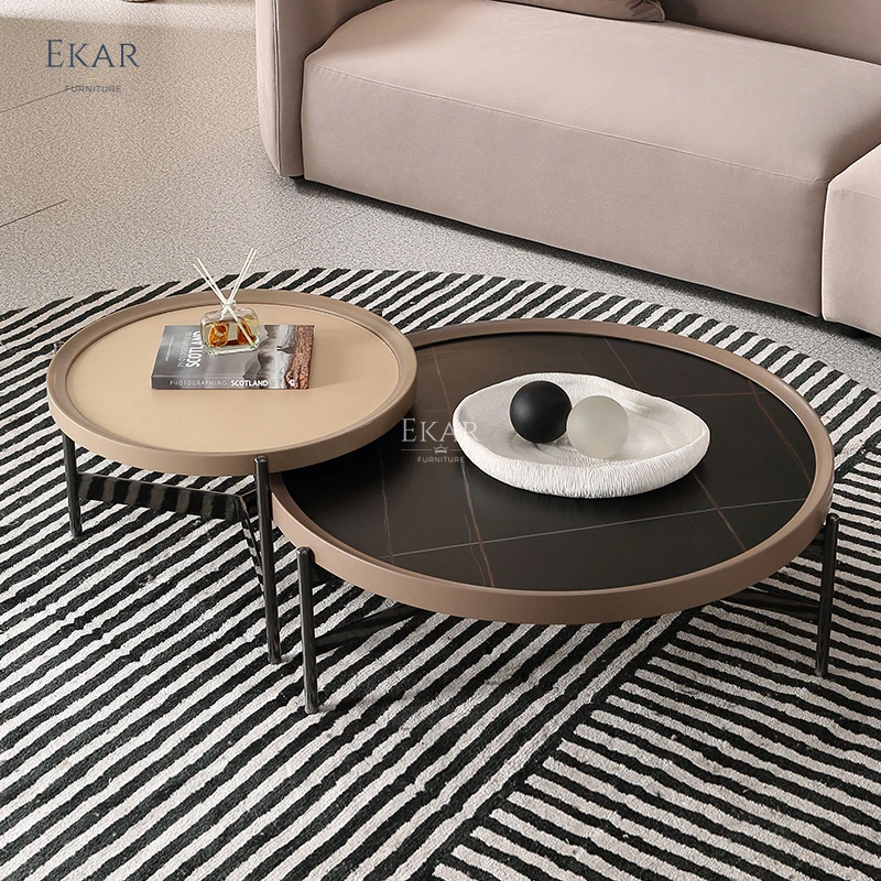 product luxury center table modern living room furniture round marble top stainless steel coffee table for home hotel-59