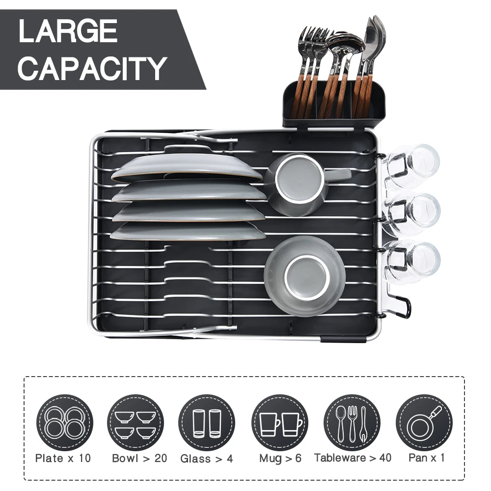 Aluminum Utensil Holder Dish Bowl Cups Spoon Storage Rack Kitchen  Organization Aluminum Drain Dish Drying Rack