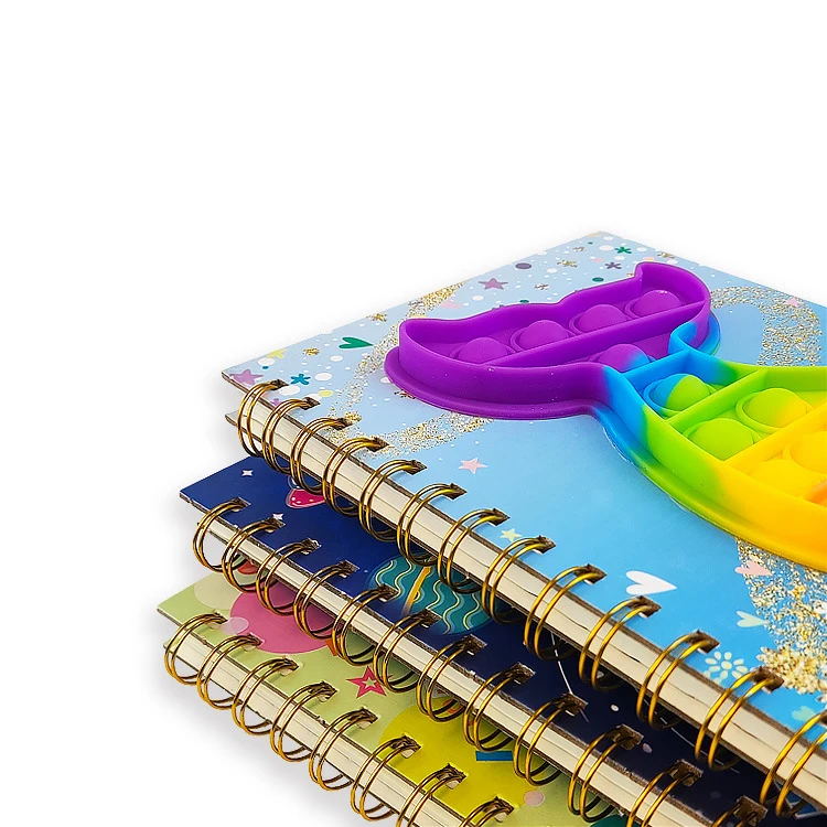 2024 Silicone Decompression PopIt Notebook Bubble Fidget Toys Stress Relief Student Novelty A5 Hardcover Spiral Notebook