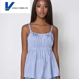New Summer Short Length Casual Pleated Camisole Feminine Outerwear Sleeveless Top Breathable