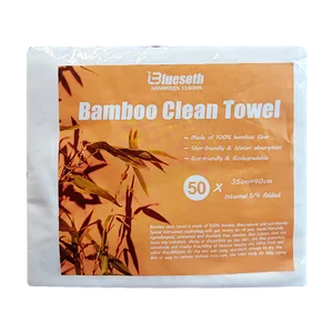 Blueseth Organic Bamboo Fiber Disposable Spa Hair Beauty Salon Towel Nonwoven Hypoallergenic Square Pattern Face Adults Hotels