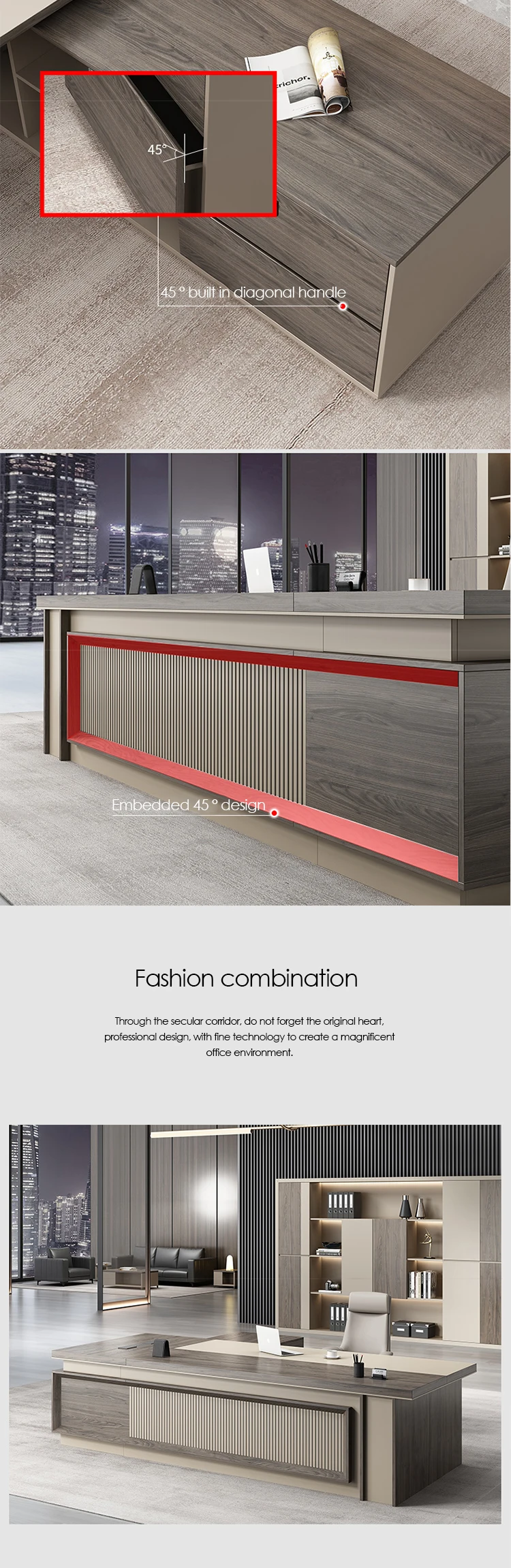 High End Luxury L Shape Ceo Boss Table MDF Wooden Executive Large Office Table Office Furniture Desk Table Office Desk Modern