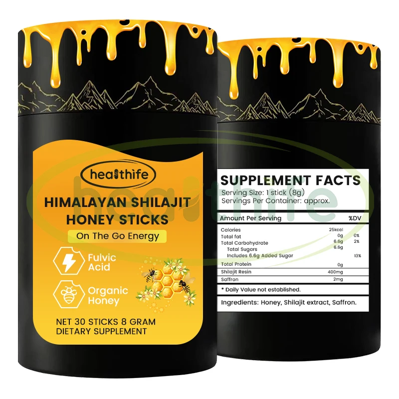 Private Label Suplements Custom Gold Shilajit Honey Sticker for Men Organic Himalayan Shilajit Honey Sticks