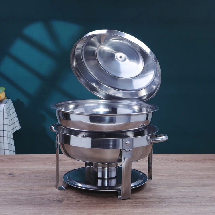 Hotel Chafer Dish Buffet Set Stainless Steel Food Warmer Buffet Stoves Stainless Steel Round Chafing Dishes With Lid_7