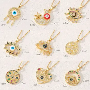 Women Evil Eye Jewelry Pendant Crystals Necklace Boho Chic Gota De Aceite Circonitas Ojo Colgante Collar