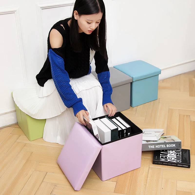 
 Горячая Распродажа, хорошее качество, Складное Сиденье из искусственной кожи, складной стул для хранения, оттоманка  