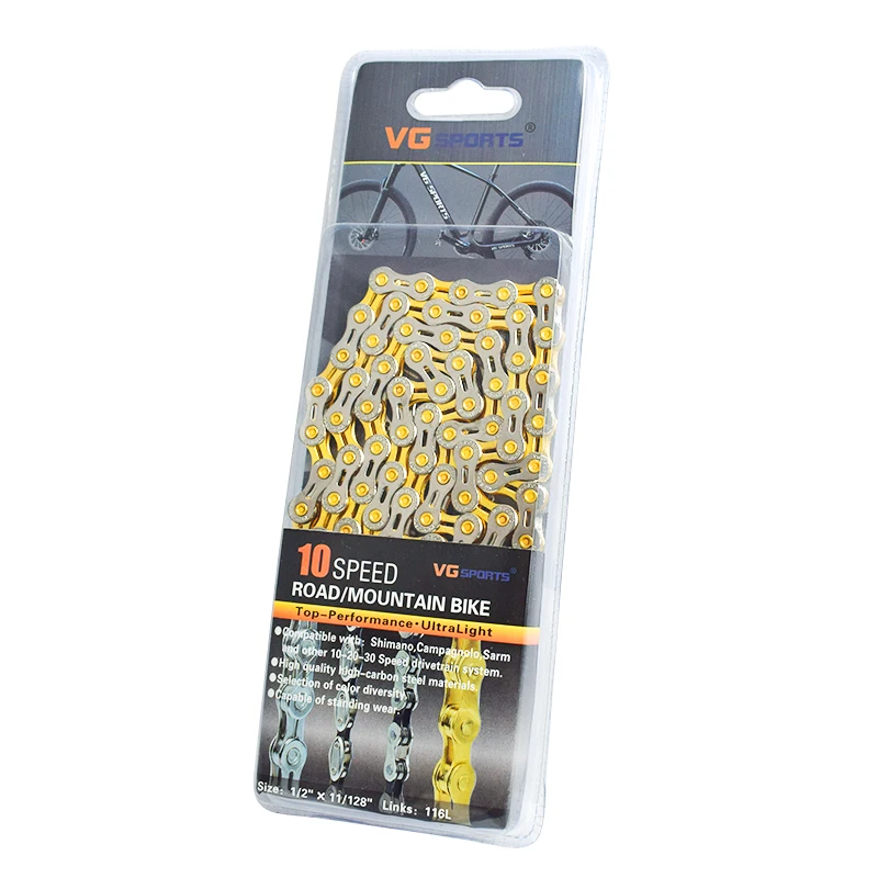 VG Sports 10 20 30 Speed Half Hollow Gold Silver Bicycle Chain for - Main Image