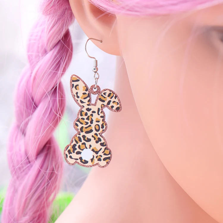 ERS338ER1347 Best Selling Easter Statement Earrings Laser Cut Acrylic Bunny Drop Studded Plastic Jewelry Women Crafted Style factory