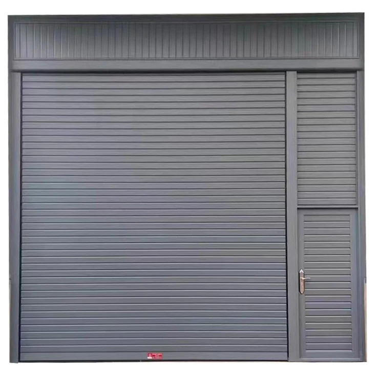 European style silent garage bilayer aluminum electric rolling shutter door with small door for shop anti-theft roll up door