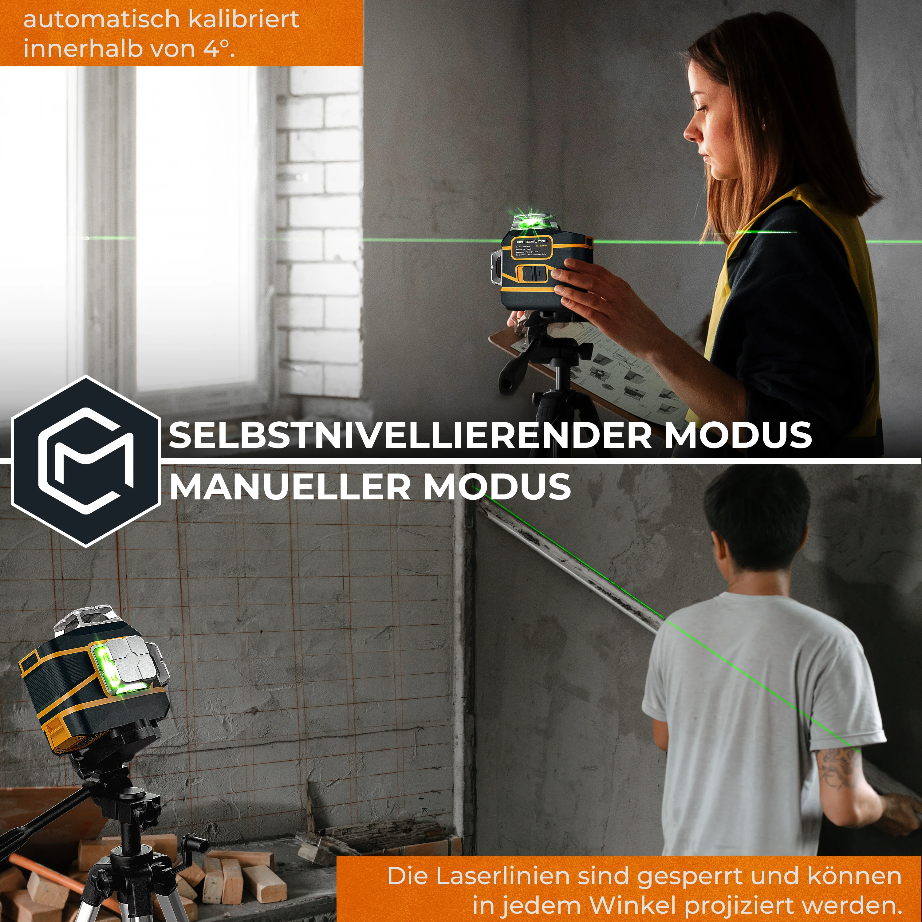 Cigman Rotary Laser Level 12 Lines 3d Self-leveling 360 Outdoor Indoor ...