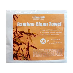 BCS Wholesale Custom Disposable Biodegradable Bamboo Face Paper Towels Nonwoven Square Adult Use Beauty Salons