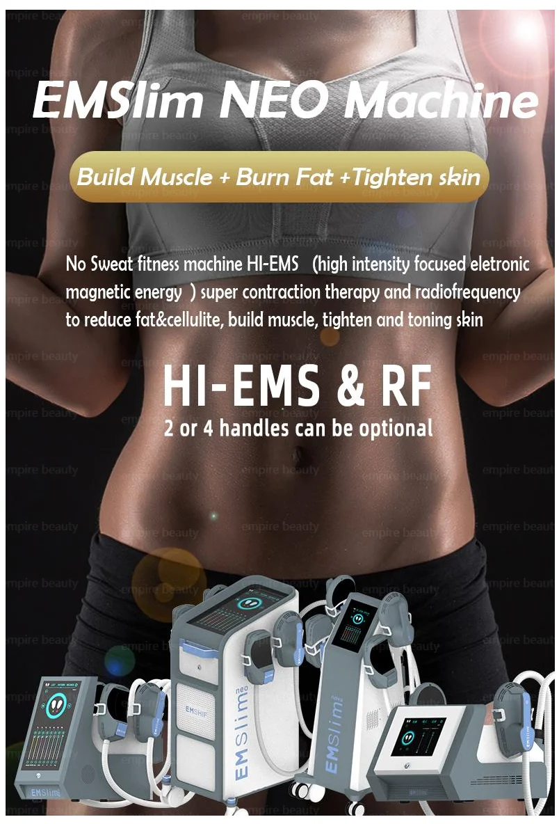4 Handles EMslim neo Rf EMS Muscle Stimulation Body Sculpt Fat Burning  Machine