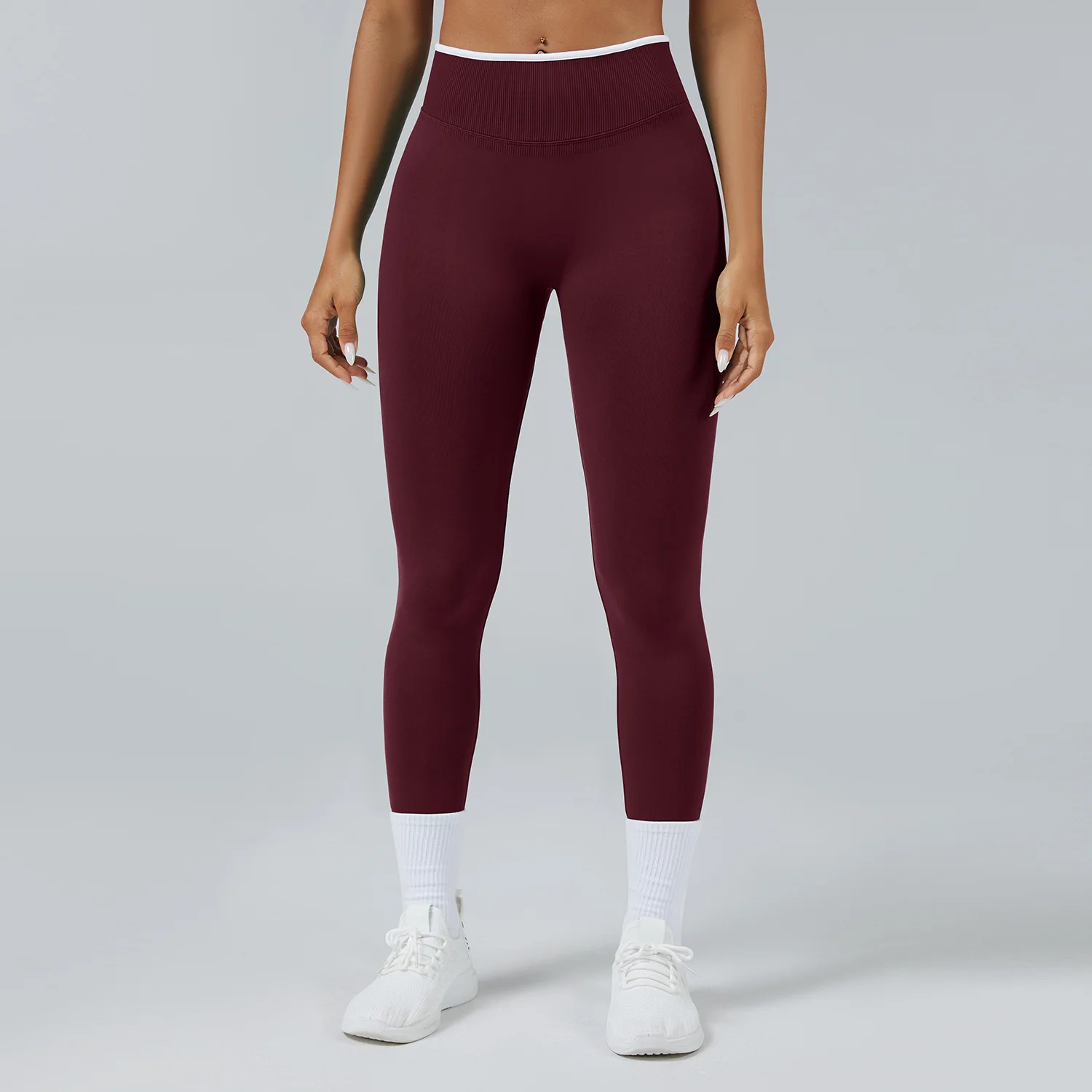 Solid Hip Lift Tummy Control Yoga Pants Seamless Knitted Tight High Waist Quick-Drying S preview