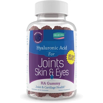 OEM Chewy HA Gummies Mixed Berry Flavor Hyaluronic Acid Gummies Gluten HA Supplement for Joints, Skin & Eyes 60 Count
