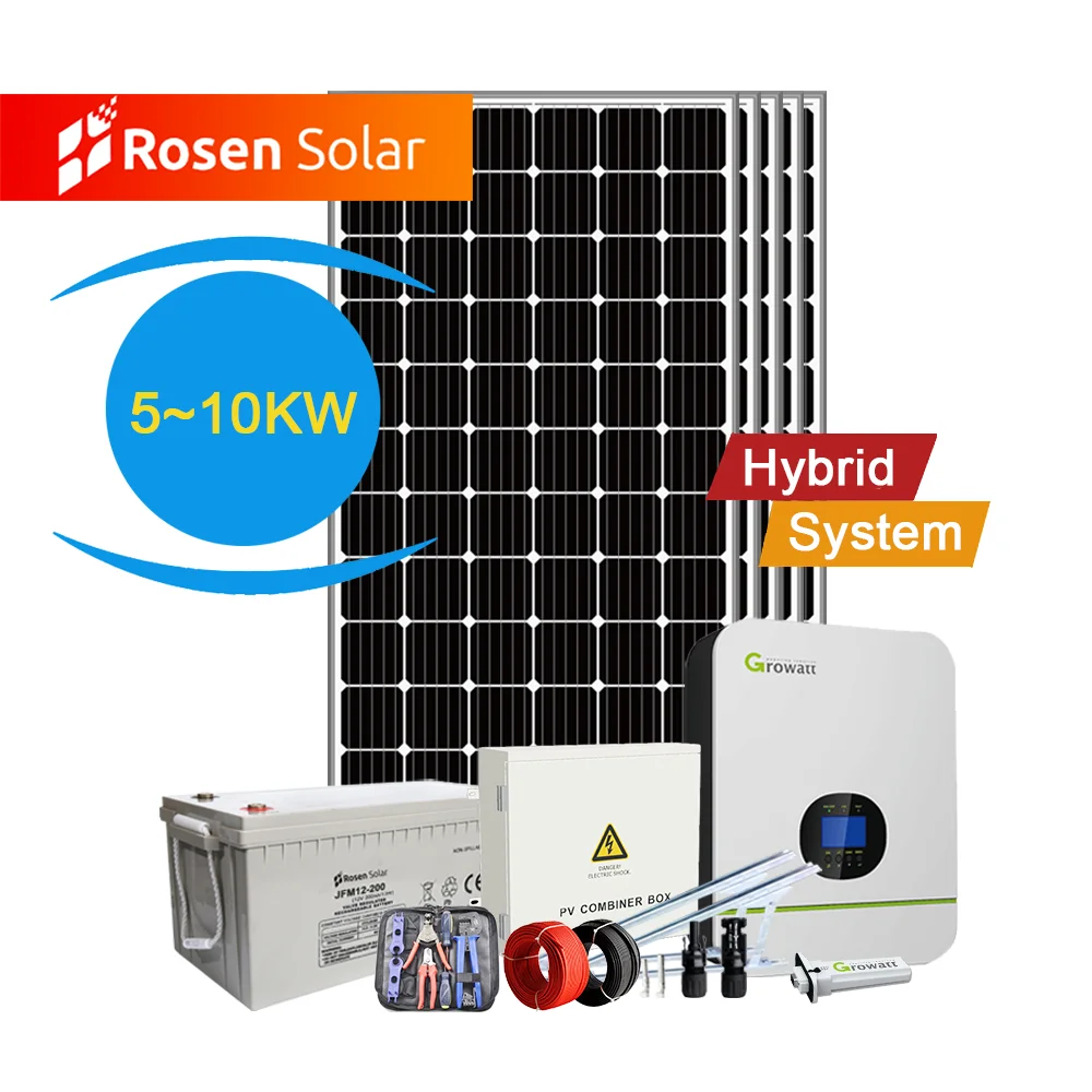 Rosen Solar Kit 10kw Solar Panels 10KW Inverter Hybrid System With EU/US Version