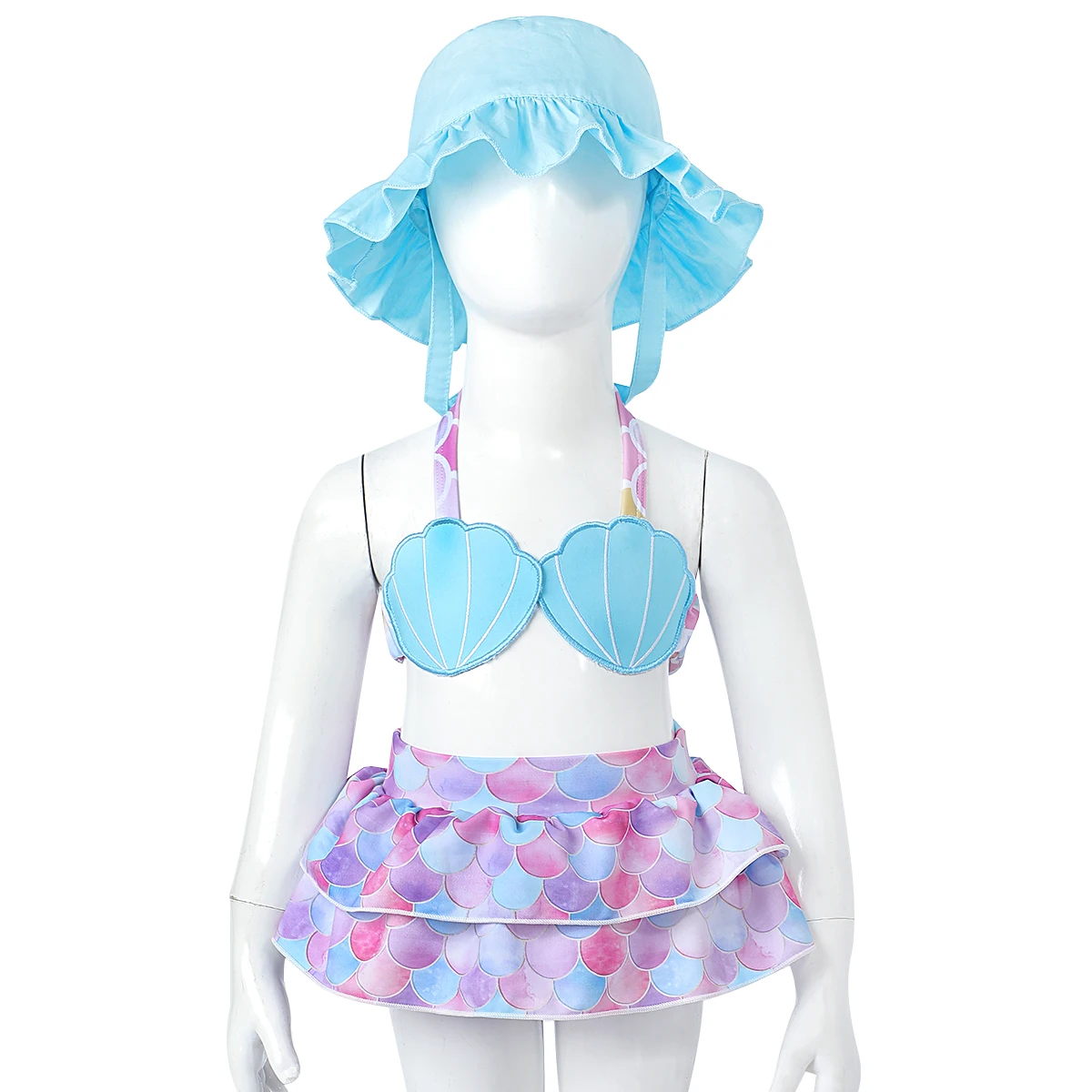 Puresun Custom Fancy Shell Appliques Mermaid Baby Swimwear Summer Toddler Beachwear Baby Girls Bikini