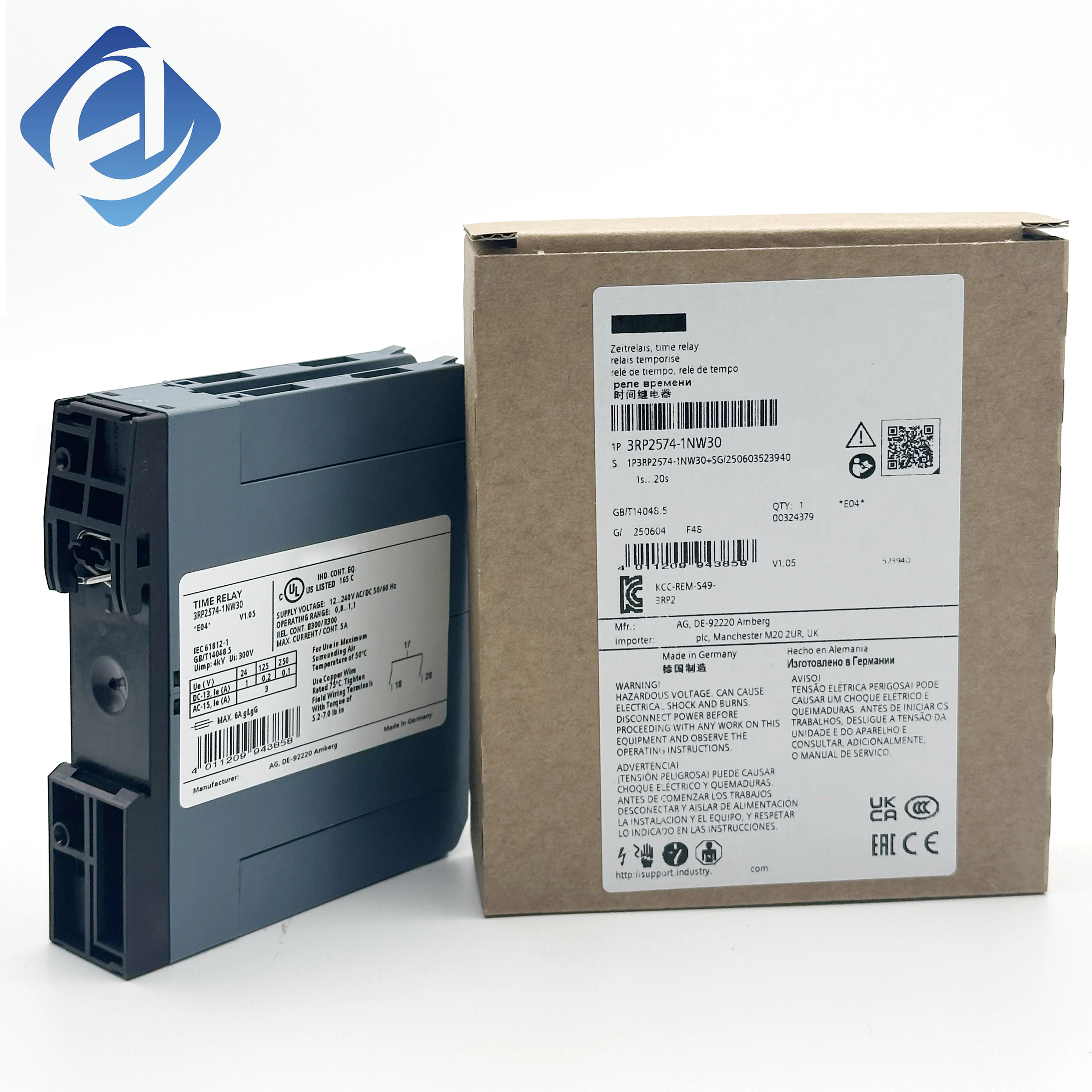 নতুন মূল ইলেকট্রন টাইম রিলে 3RP2574-1NW30, যাতে স্টার অ্যাঙ্গেল ফাংশন রয়েছে, শিল্প নিয়ন্ত্রণ অ্যাপ্লিকেশনের জন্য