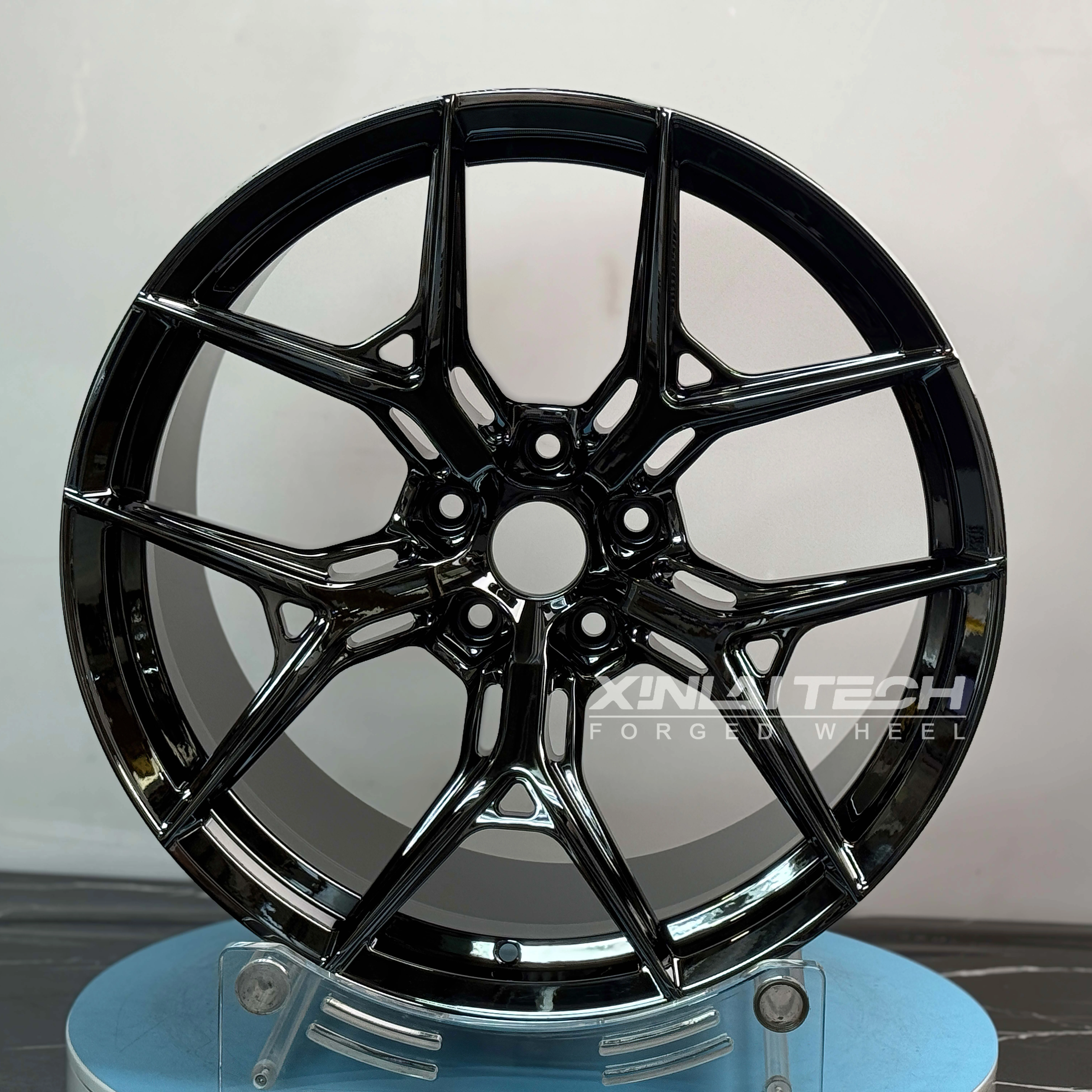 XL 1-piece Monoblock Custom Forged Gloss Black Chrome Car Alloy Wheels 5x120 5x112 5x114.3 Deep Concave Wheel Rim 17-24 Inch - Image 1