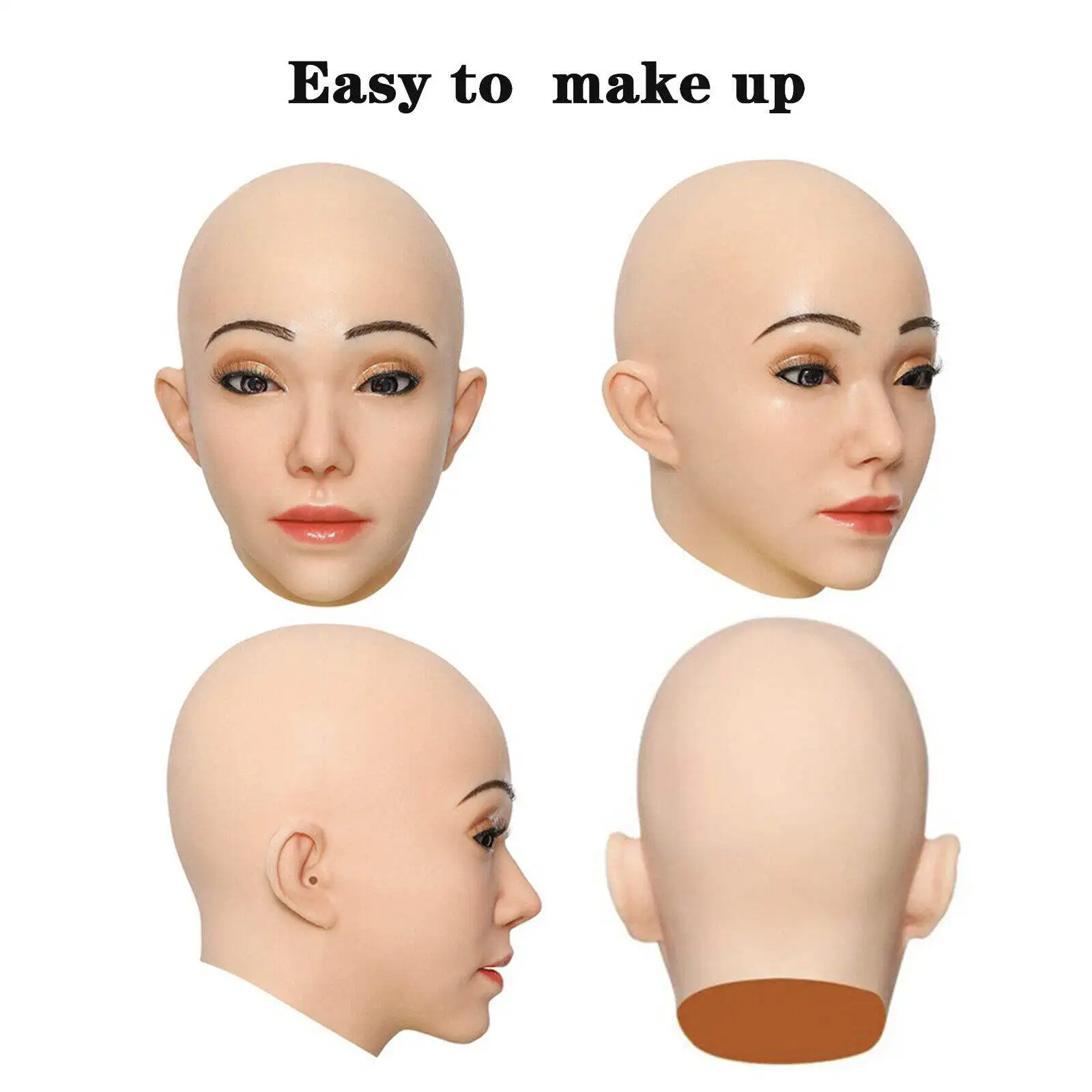 Realistic Female Mask for Beautiful Girl Cosplay Drag Queen Crossdresser Breast Form Real Human Silicone Makeup Mask for Party