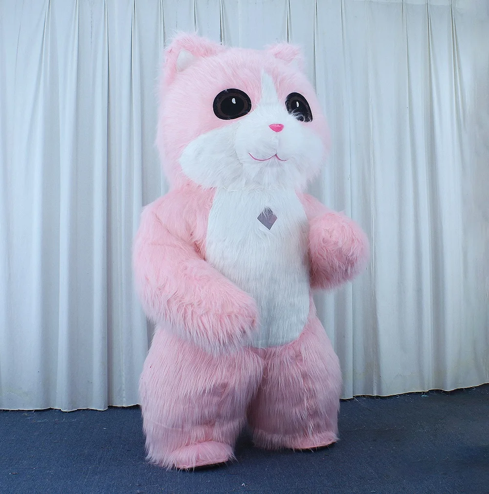 Custom Inflatable Giant Pink Cat Mascot Costume Adult Animal Cosplay Plush for Party Parade and Fancy Dress on Sale
