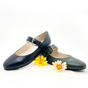 Genuine Leather Sandals Leather Shoes for Women and Ladies  OEM&ODM Custom Women Leather Flat Shoes