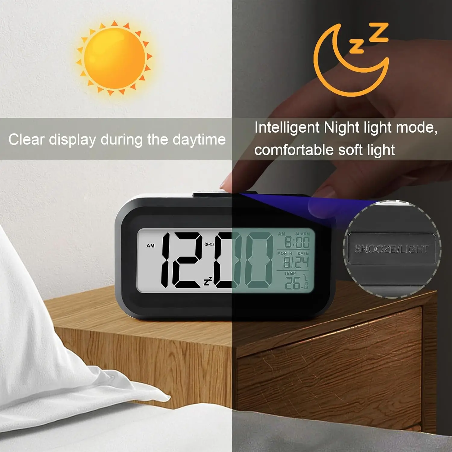 Cheap Prices Hot Sale Office Table Student Kids Time LCD Electronic Nightlight Digital Alarm Clock