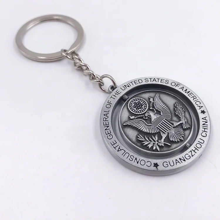 Engraved Logo Key Chain Factory Cheap Price  Rotating logo Metal  Key Chain factory