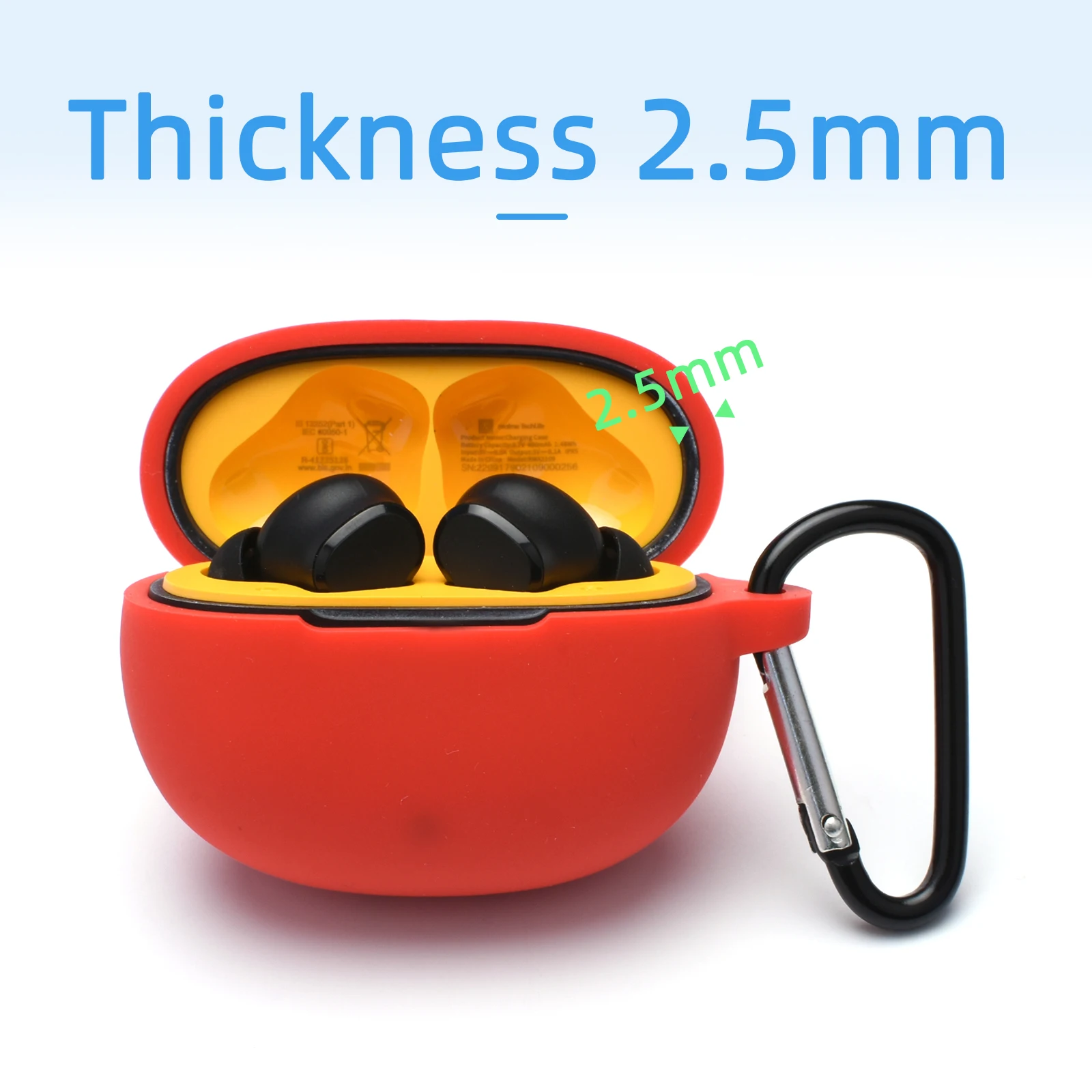 Casing Earphone pelindung silikon T100, casing silikon tahan guncangan  dengan kait cocok untuk Realme Buds