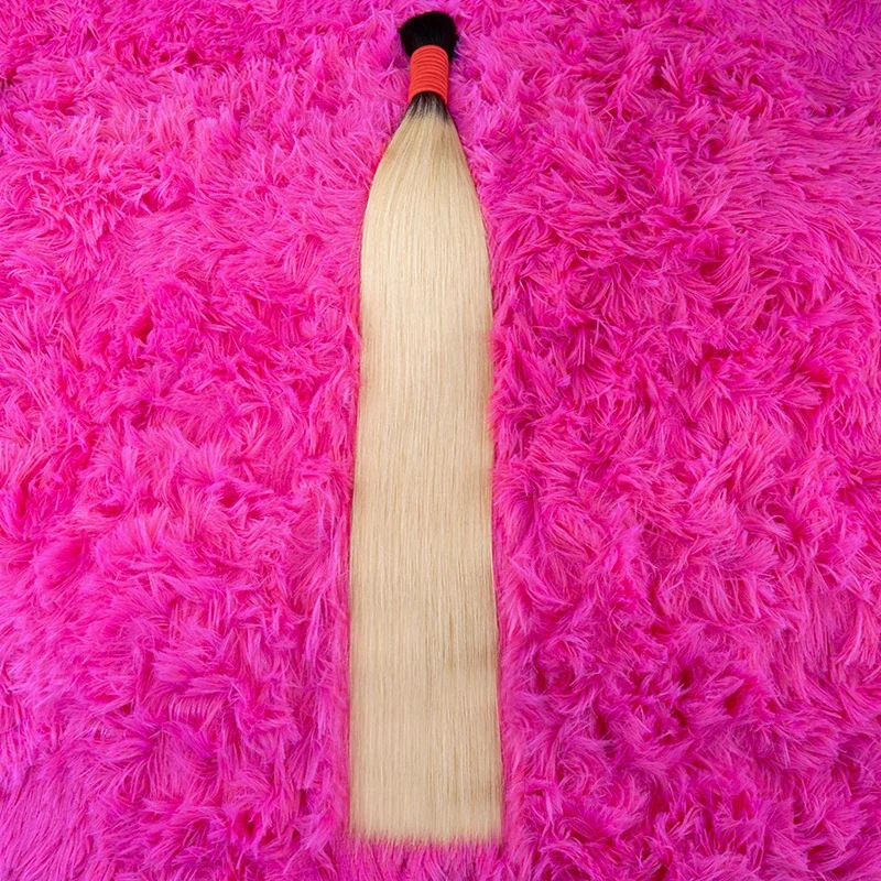 100% Real Virgin Straight Human Hair Bulk Extension Bundles 613 Honey Blonde Weaving For Braiding_voghion.com